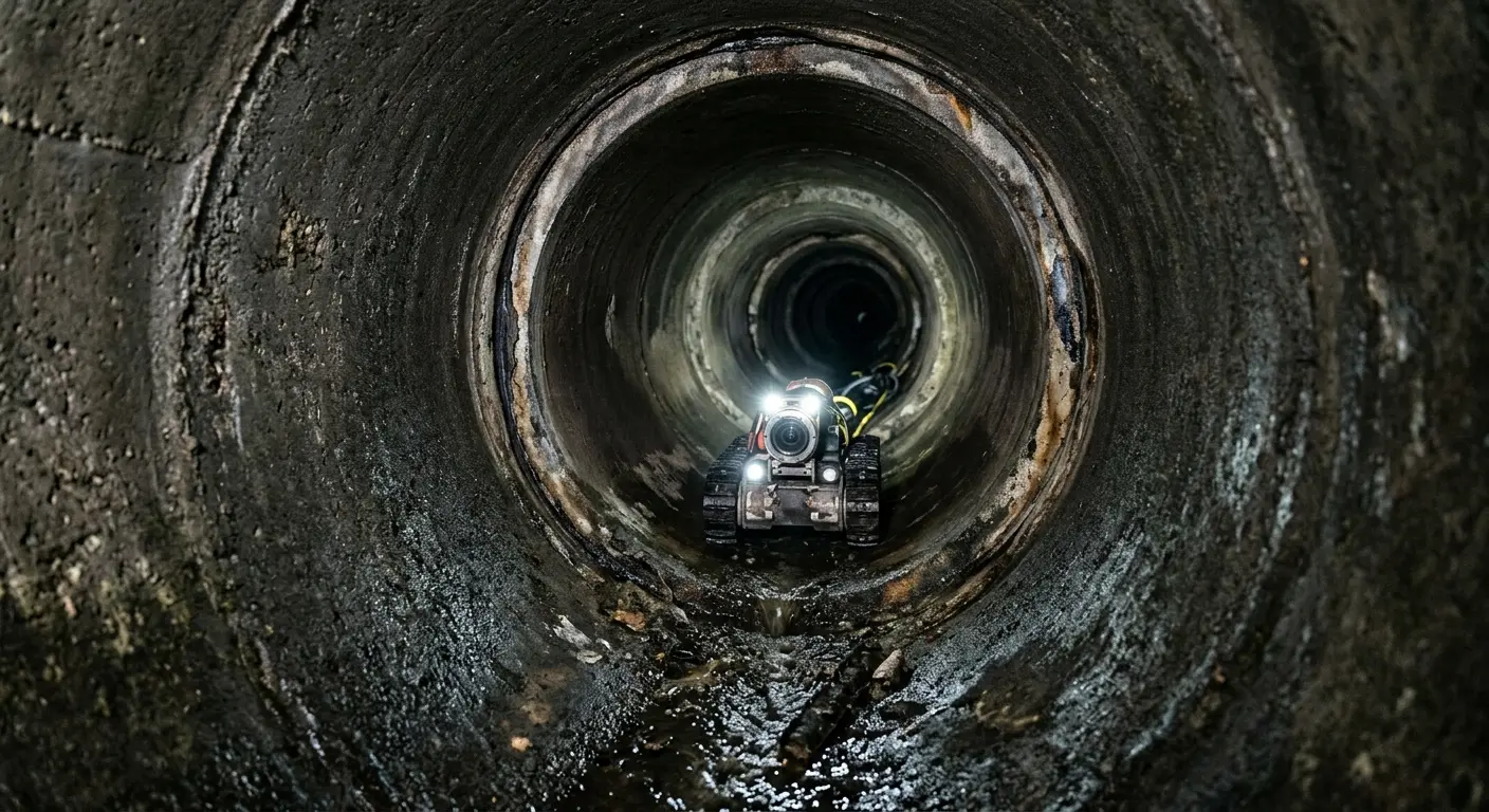 Robotic sewer camera inspecting pipe interior for Drain Snake Service in Edgemoor